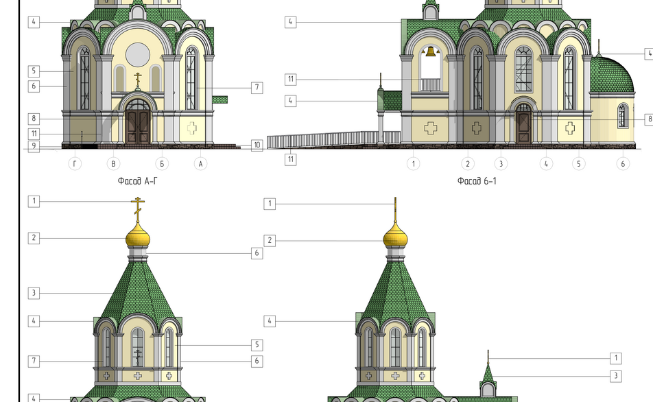 Проект храма святителя Николая Чудотворца — фасады